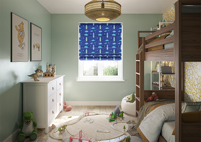 Blast Off, Blue Comet - Roman Blind - Image 8